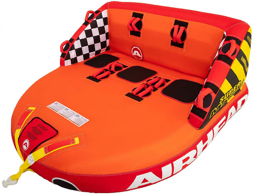 SportsStuff Super Mable | 1-3 Rider Towable Tube for Boating, Orange, Red, Yellow