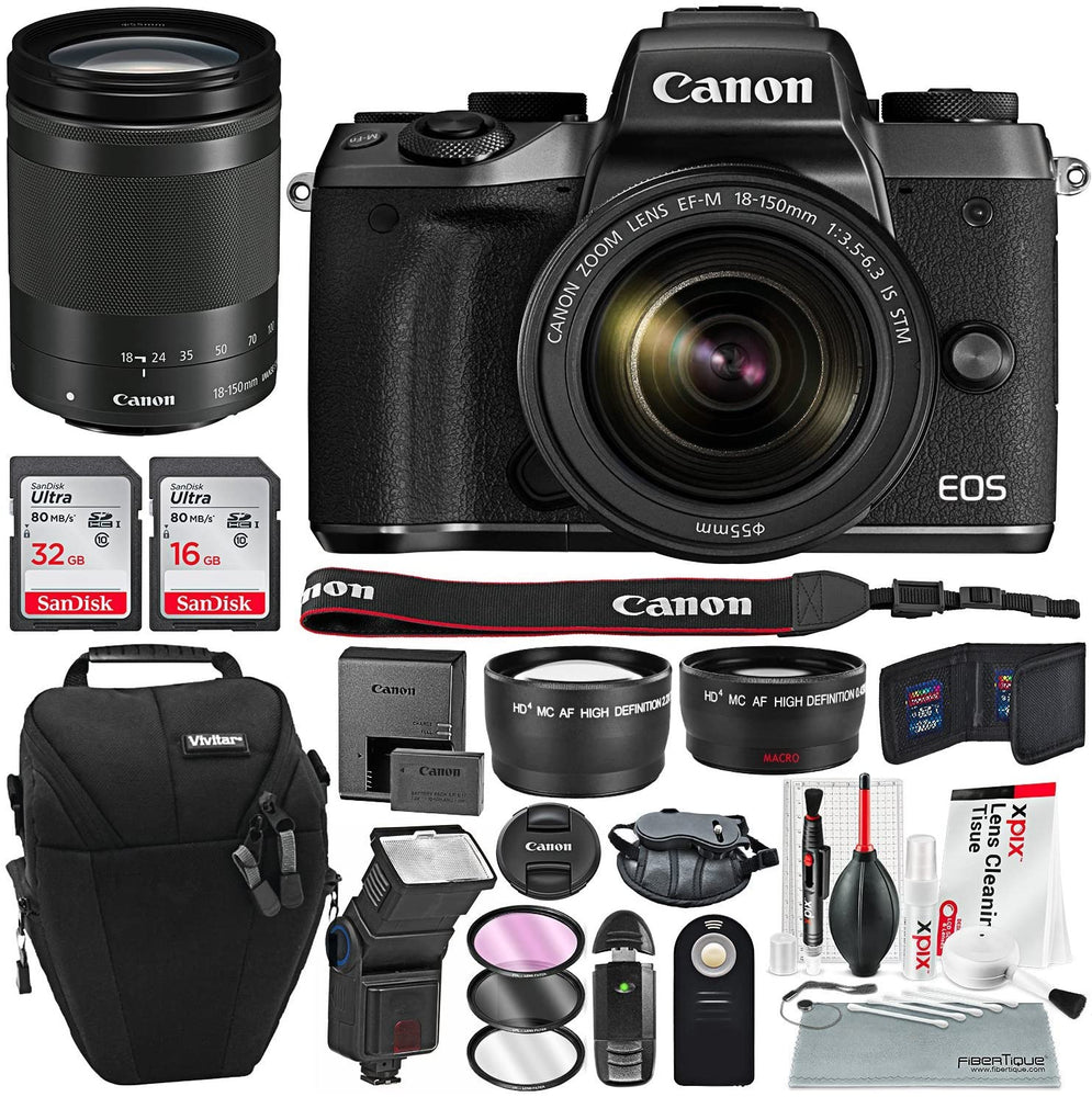 Canon EOS M5 Mirrorless Digital Camera with EF-M 18-150mm f/3.5-6.3 is STM Lens Kit and Essential Accessories
