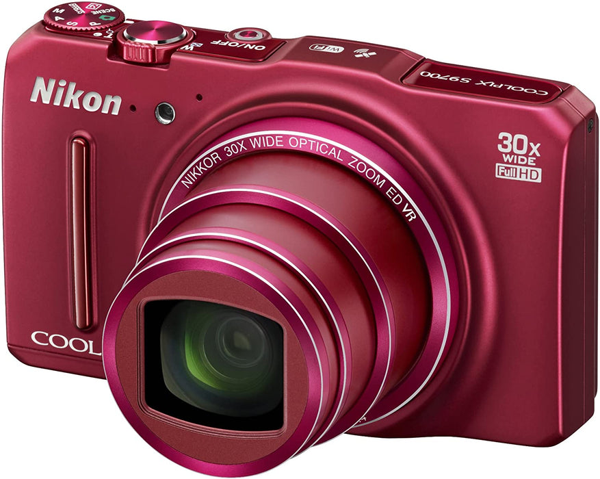 Nikon COOLPIX S9700 Compact Digital Camera - Red (16.0 MP, 30x Zoom) 3.0 inch