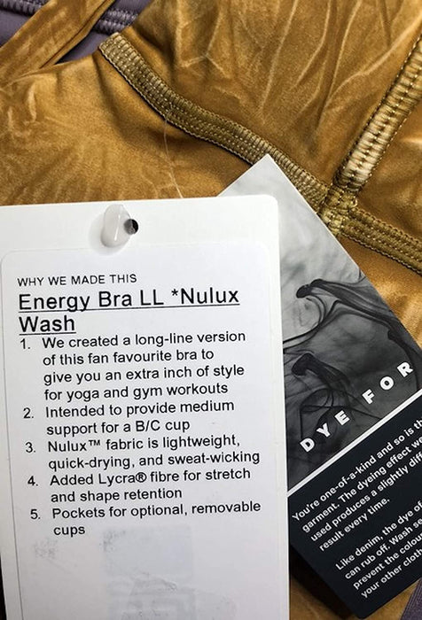 Lululemon Energy Bra Long LINE NULUX WASH - ICWO (Ice Wash Spiced Bronze)