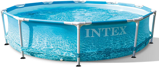 Intex 28207EH 10 Feet x 30 Inch Rust Resistant Steel Metal Frame Outdoor Backyard Above Ground Circular Beachside Swimming Pool with Filter Pump
