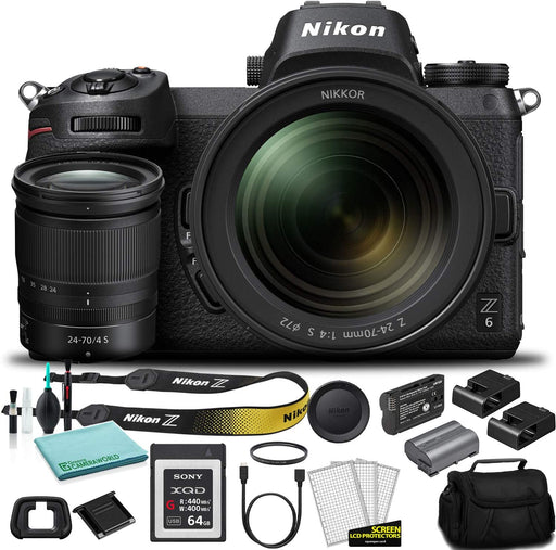 Nikon Z 6 Mirrorless Digital Camera with 24-70mm Lens FX-Format 1598 - Kit with 64GB G Series XQD Memory Card + Extra Battery + More