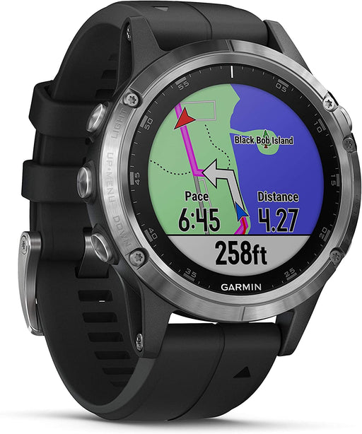 Garmin fēnix 5 Plus, Premium Multisport GPS Smartwatch, Features Color Topo Maps, Heart Rate Monitoring, Music and Pay, Black/Silver, Europe