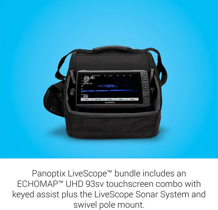 Garmin Panoptix LiveScope Ice Fishing Bundle, Includes ECHOMAP UHD 93sv Combo and Panoptix LiveScope Sonar Transducer