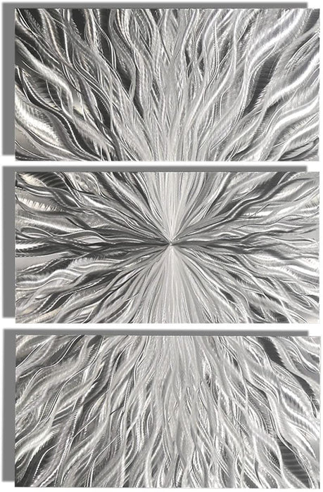 Statements2000 Silver Modern Metal Wall Art Sculpture by Jon Allen - Multi Panel Tryptych Home Décor, Vortex 3P