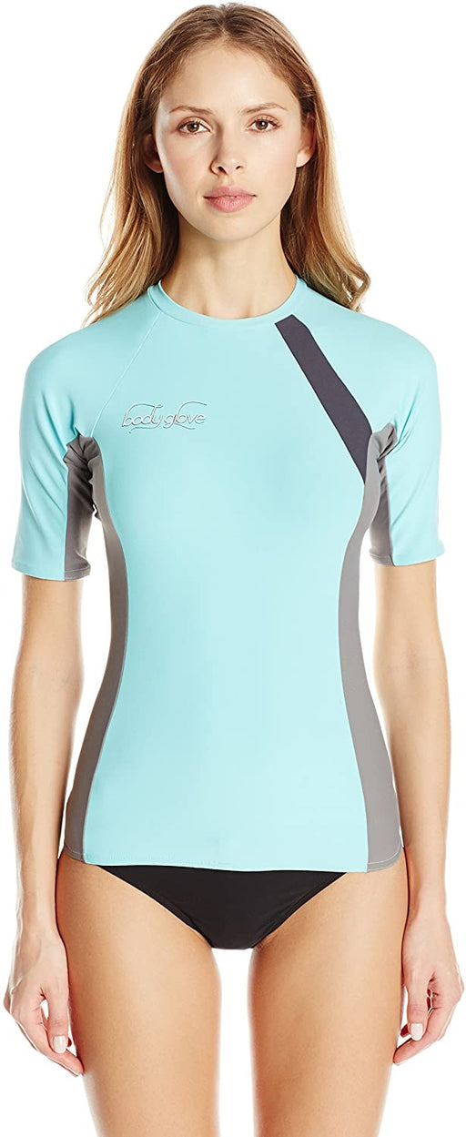 Body Glove Women's Performance Short Arm Rashguard, Blue/Gray, Medium