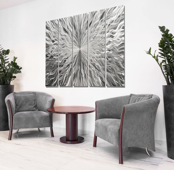 Statements2000 Silver Modern Metal Wall Art Sculpture by Jon Allen - Multi Panel Tryptych Home Décor, Vortex 3P