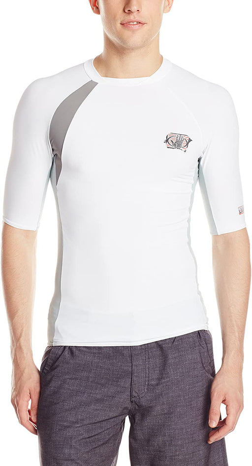 Body Glove Men's Performance Short Arm Rashguard, White/Silver, Medium