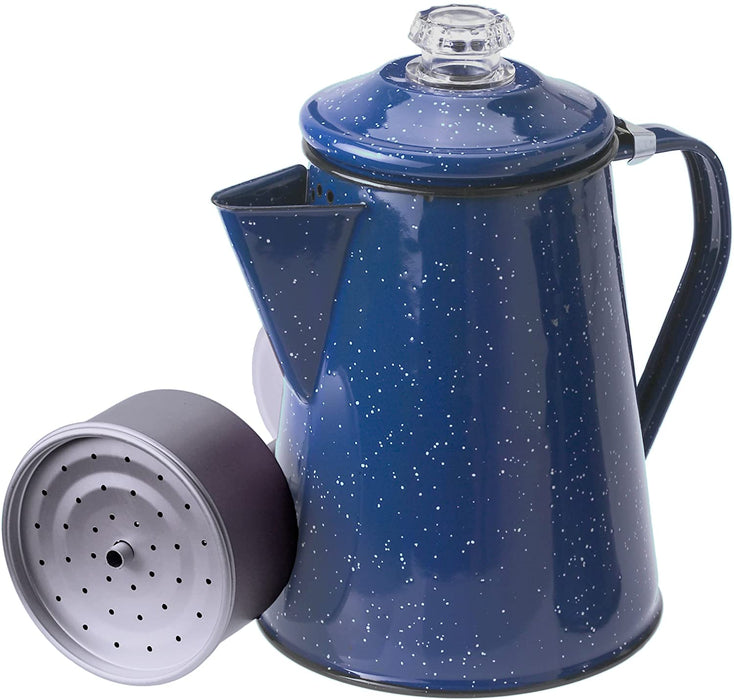 GSI Outdoors 8 Cup Enamelware Percolator Coffee Pot for Brewing Coffee Over Stove and Fire | Ideal for Campsite, Cabin, RV, Kitchen, Groups