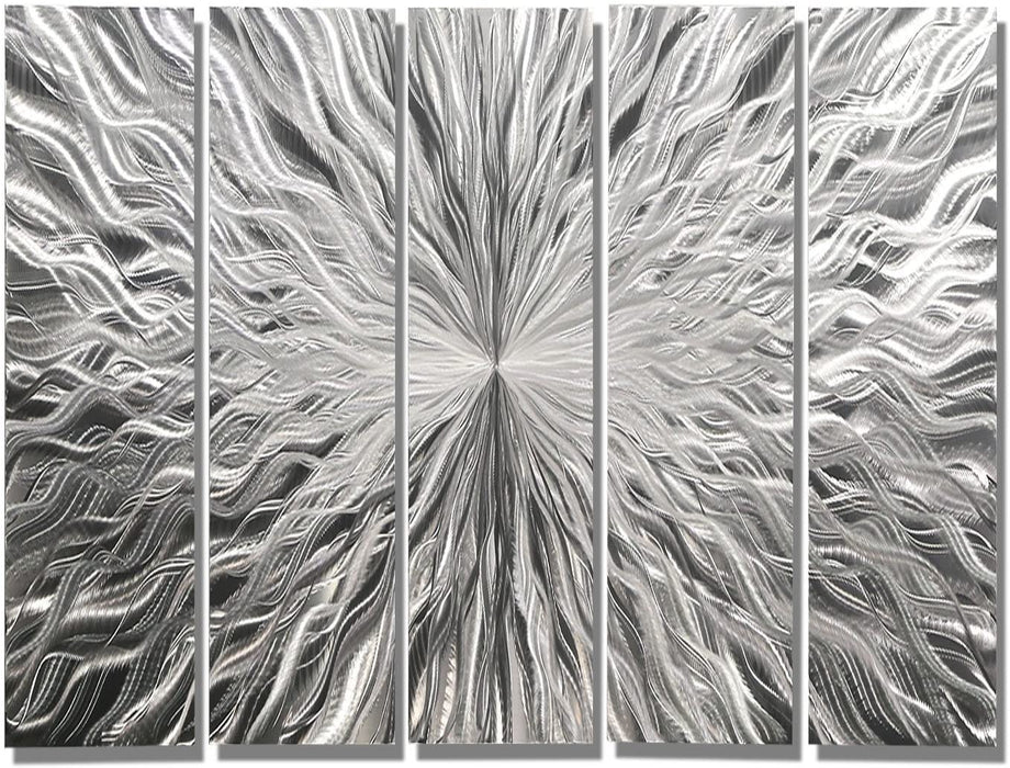 Statements2000 Silver Modern Metal Wall Art Sculpture by Jon Allen - Multi Panel Tryptych Home Décor, Vortex 3P