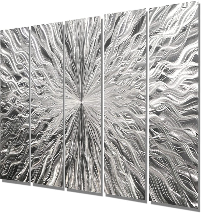 Statements2000 Silver Modern Metal Wall Art Sculpture by Jon Allen - Multi Panel Tryptych Home Décor, Vortex 3P