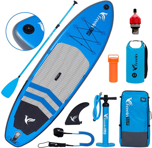 Freein Stand Up Paddle Board sup Explorer SUP Inflatable Stand up Paddle Board 10'2"/ 11'x33 x6 Glass Fiber Paddle, Dual Action Pump, Removable Fin, Leash, Dry Bag, Adaptor, Camera Mount, Backpack…