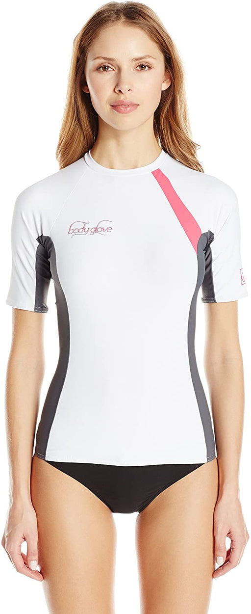Body Glove Women's Performance Short Arm Rashguard, White/Ash, Medium
