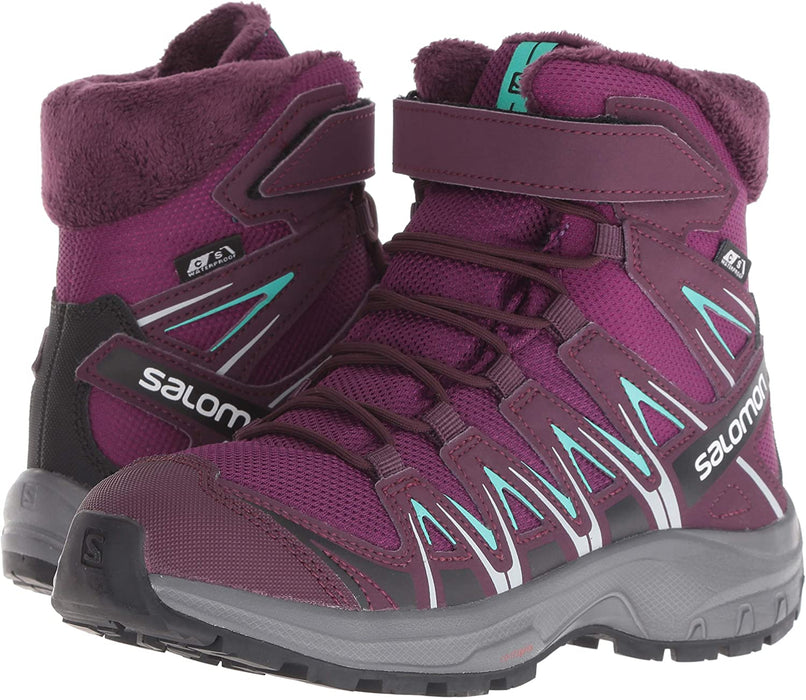 Salomon Kids' Xa Pro 3D Winter TS CSWP J Snow Boots, Dark Purple/Potent Purple/Atlantis, 1.5