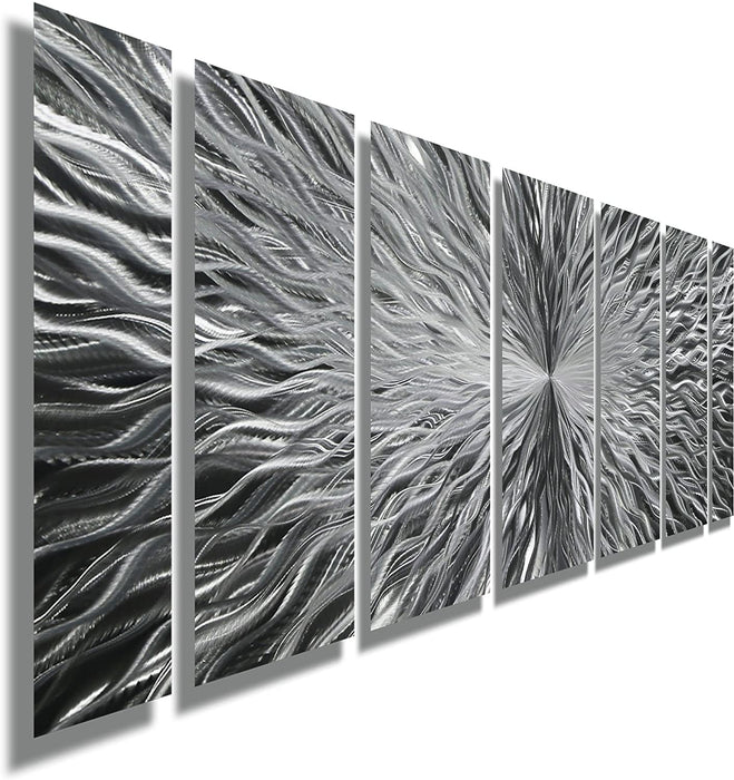 Statements2000 Silver Modern Metal Wall Art Sculpture by Jon Allen - Multi Panel Tryptych Home Décor, Vortex 3P
