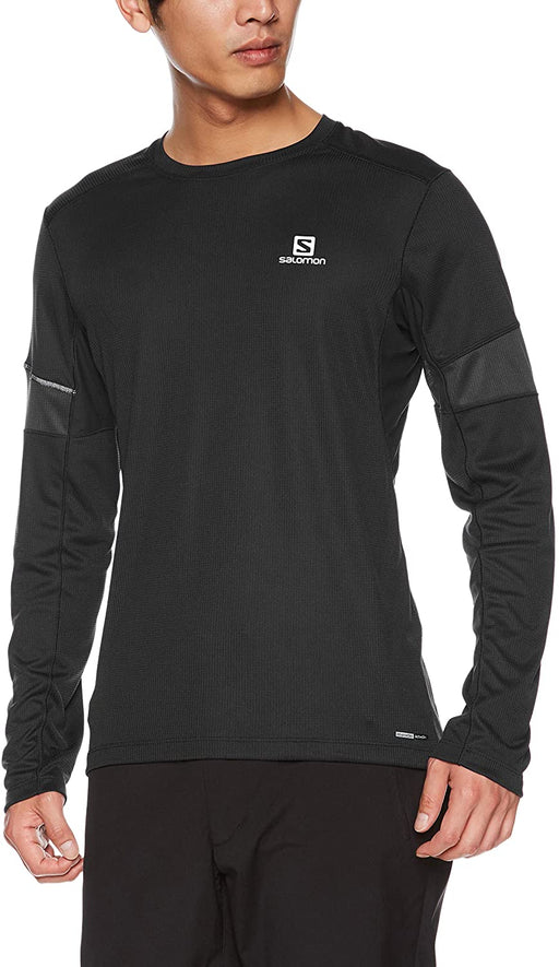 Salomon Men's Agile LONG SLEEVE Tee, Black, Small