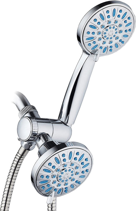 AquaDance Antimicrobial/Anti-Clog High-Pressure 30-Setting Combo Microban Nozzle Protection from Growth of Mold Mildew & Bacteria for Stronger Shower Aqua