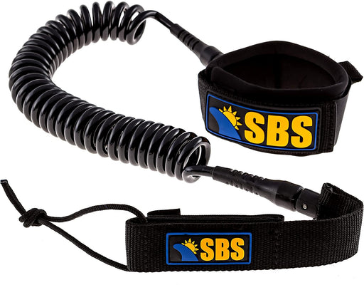 Santa Barbara Surfing SBS 10' Coiled SUP Leash - Guaranteed for Life - Premium Design for Flat & Open Water Stand Up Paddle Board