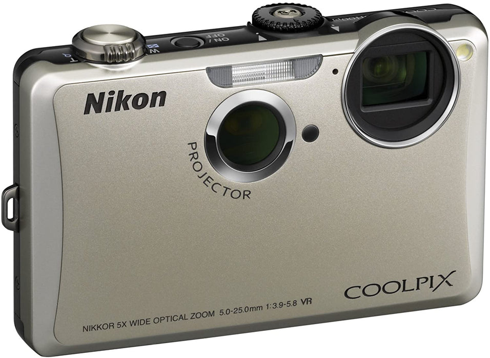 Nikon Coolpix S1100pj 14 MP Digital Camera with 5x Wide Angle Optical Vibration Reduction (VR) Zoom and 3-Inch LCD and Built-in Projector (Silver)