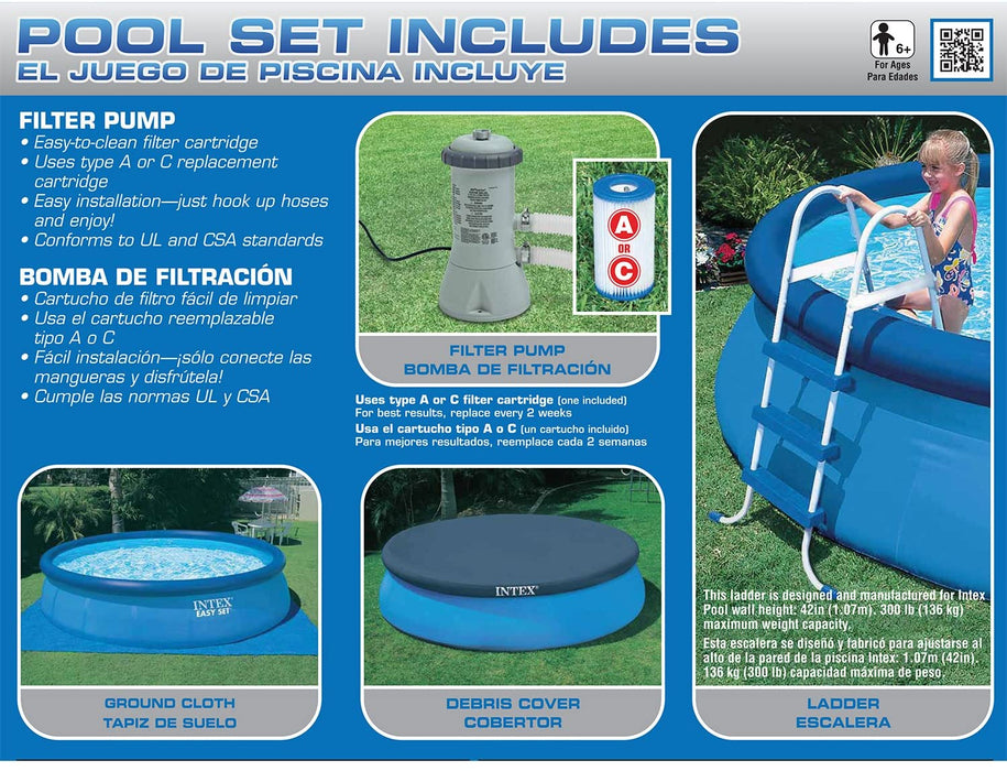 Intex 18ft X 48in Easy Set Pool Set with Filter Pump, Ladder