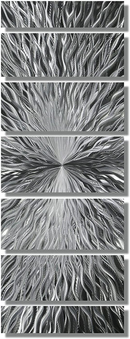 Statements2000 Silver Modern Metal Wall Art Sculpture by Jon Allen - Multi Panel Tryptych Home Décor, Vortex 3P