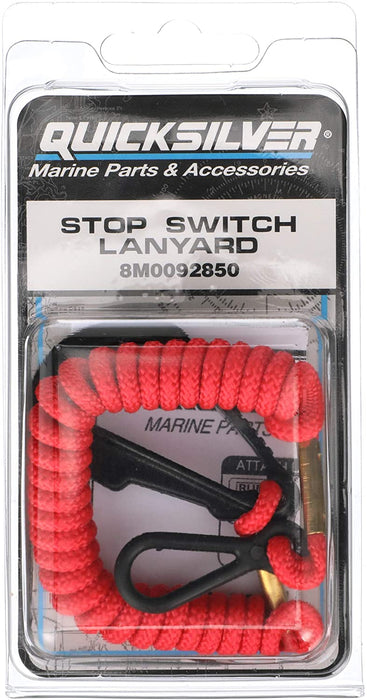 Quicksilver 8M0092850 Emergency Stop Switch Marine Safety Lanyard, Bright Red Finish, 54-Inch