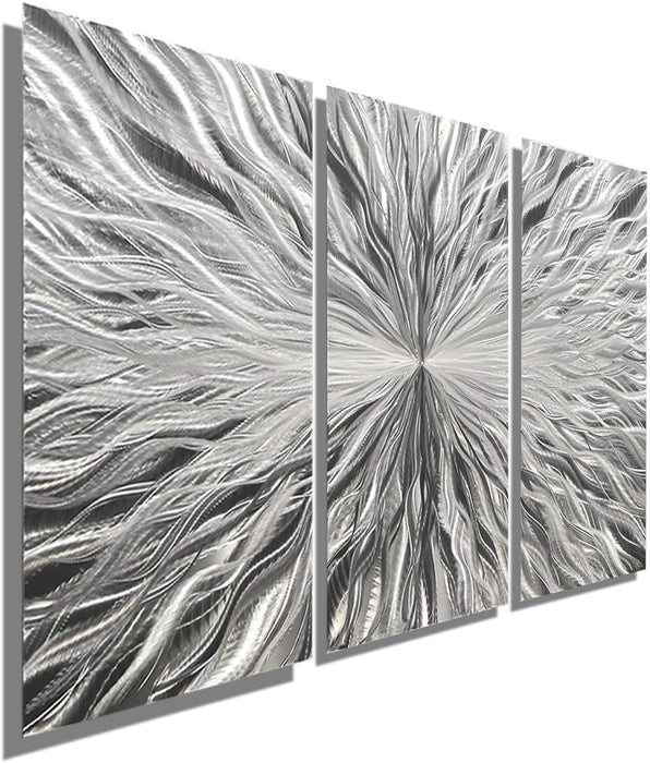 Statements2000 Silver Modern Metal Wall Art Sculpture by Jon Allen - Multi Panel Tryptych Home Décor, Vortex 3P