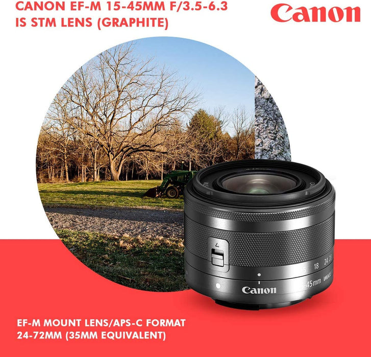 Canon EOS M100 Mirrorless Camera w/ 15-45mm Lens (Black) + 32GB + Charger + Basic Xpix Accessory Bundle