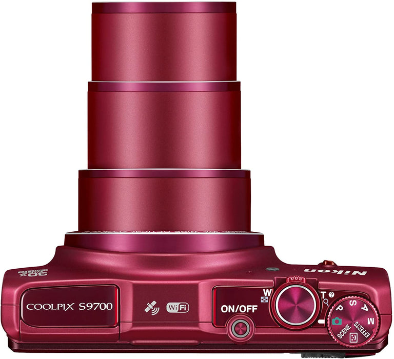 Nikon COOLPIX S9700 Compact Digital Camera - Red (16.0 MP, 30x Zoom) 3.0 inch