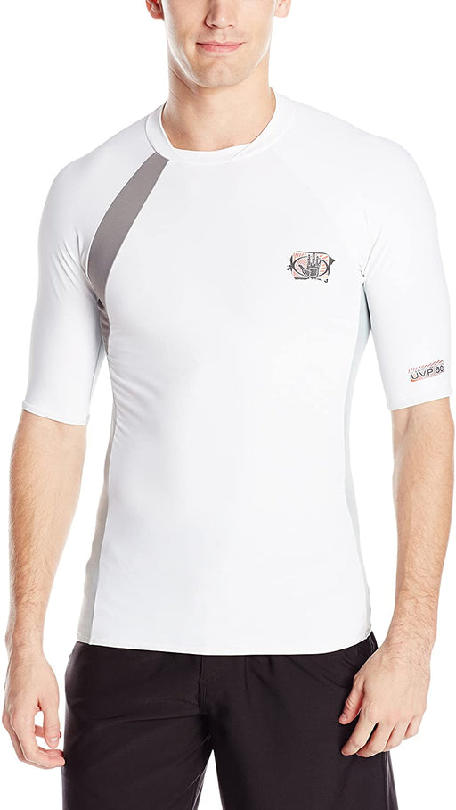 Body Glove Men's Performance Short Arm Rashguard, White/Silver, Large