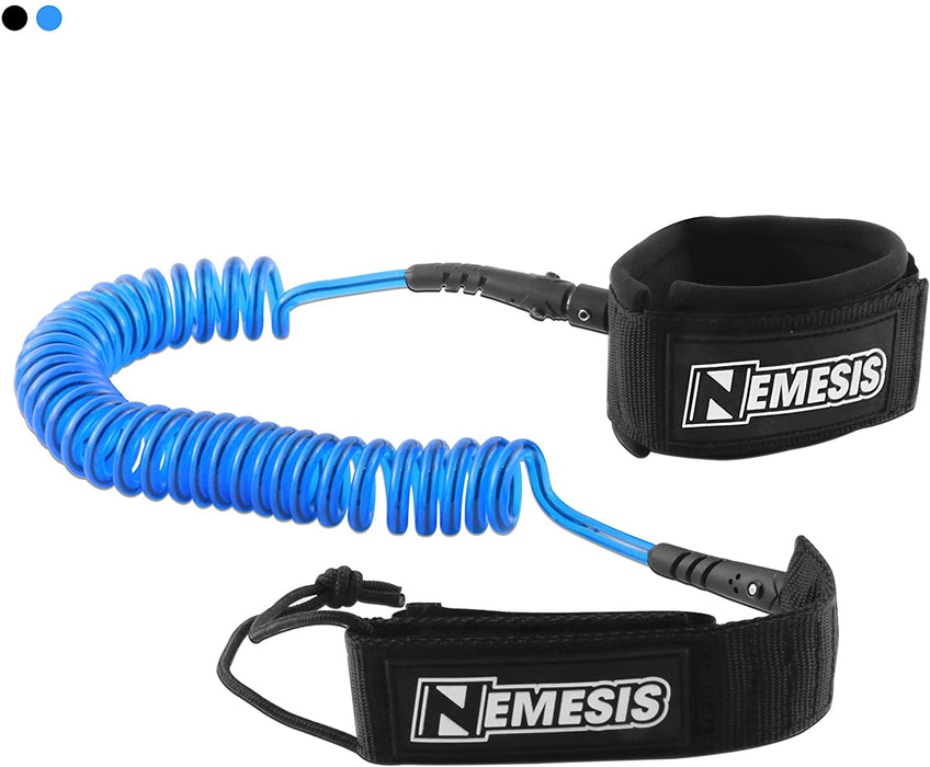 Own the Wave 10' Premium 'Nemesis' Coiled SUP Leg Rope Strap Standup Paddleboard Leash