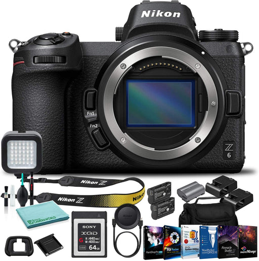 Nikon Z 6 Mirrorless Digital Camera FX-Format (Body Only) Kit with LED Light + 2X 64GB G Series XQD Memory Cards + More