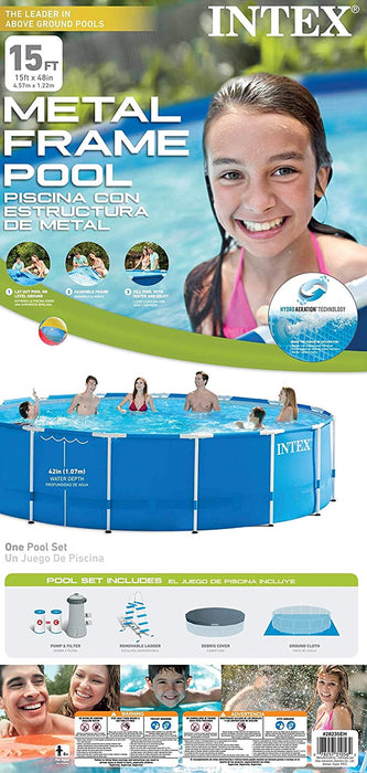 Intex 15ft x 48in Frame Swimming Pool Set w/Pump and Filter Pump Cartridges