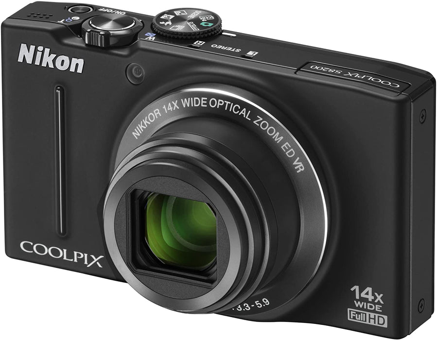 Nikon COOLPIX S8200 16.1 MP CMOS Digital Camera with 14x Optical Zoom NIKKOR ED Glass Lens and Full HD 1080p Video (Black) (Discontinued by Manufacturer)