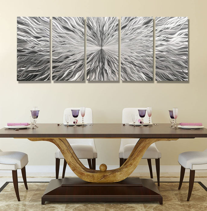 Statements2000 Silver Modern Metal Wall Art Sculpture by Jon Allen - Multi Panel Tryptych Home Décor, Vortex 3P