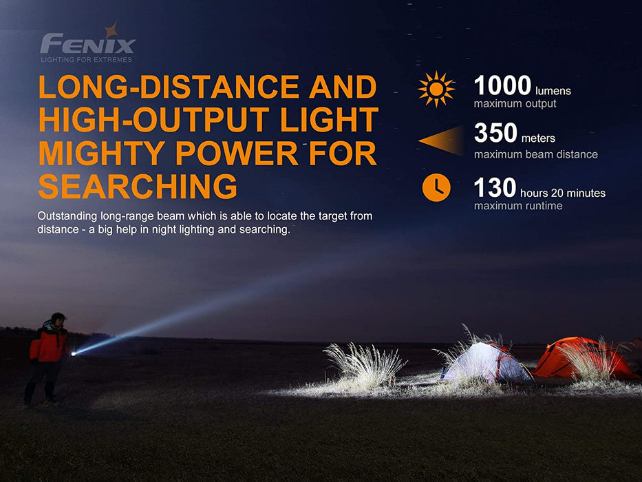 Fenix LD42 AA Battery Powered 1000 Lumen Rotary Controller LED Flashlight w/Four X EdisonBright AA Batteries Bundle