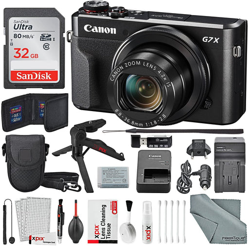 Canon PowerShot G7 X Mark II Digital Camera with Deluxe Accessory Bundle and Cleaning Kit