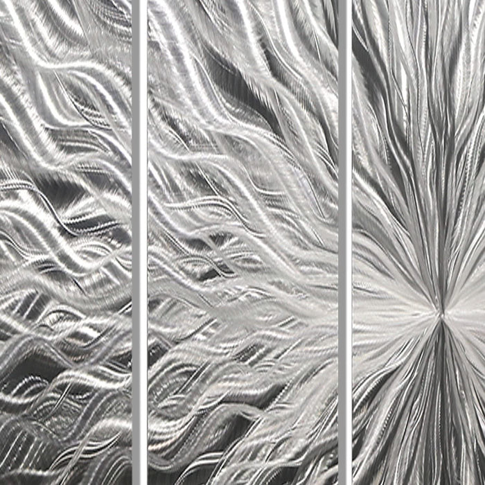 Statements2000 Silver Modern Metal Wall Art Sculpture by Jon Allen - Multi Panel Tryptych Home Décor, Vortex 3P
