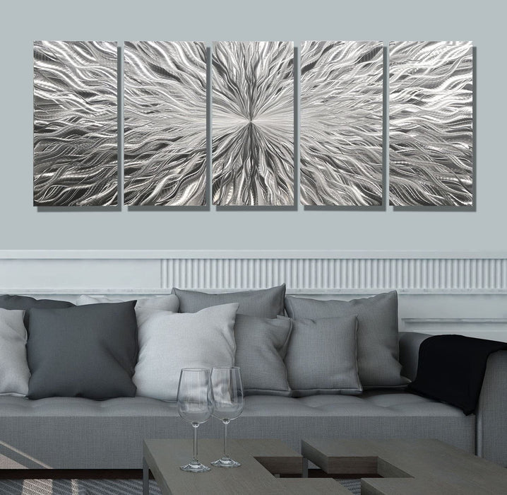 Statements2000 Silver Modern Metal Wall Art Sculpture by Jon Allen - Multi Panel Tryptych Home Décor, Vortex 3P