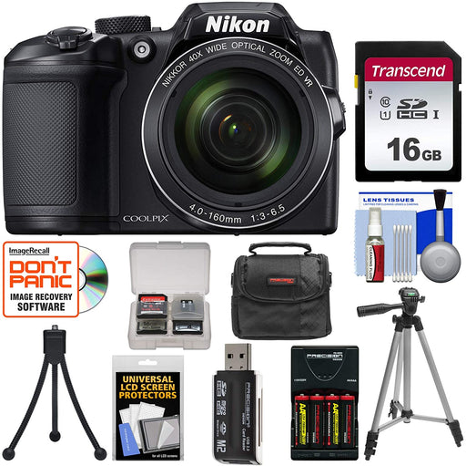 Nikon Coolpix B500 Wi-Fi Digital Camera (Black) with 16GB Card + Case + Batteries & Charger + Tripod + Kit