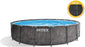 Intex 26743EH 18ft x 48in Greywood Premium Prism Steel Frame Outdoor Above Ground Swimming Pool Set with Cover, Ladder, & Pump