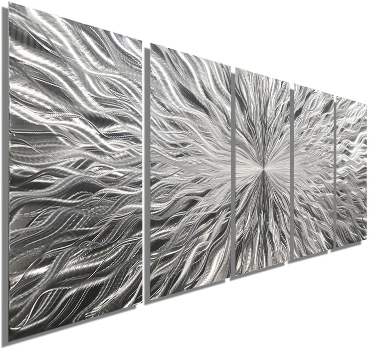 Statements2000 Silver Modern Metal Wall Art Sculpture by Jon Allen - Multi Panel Tryptych Home Décor, Vortex 3P