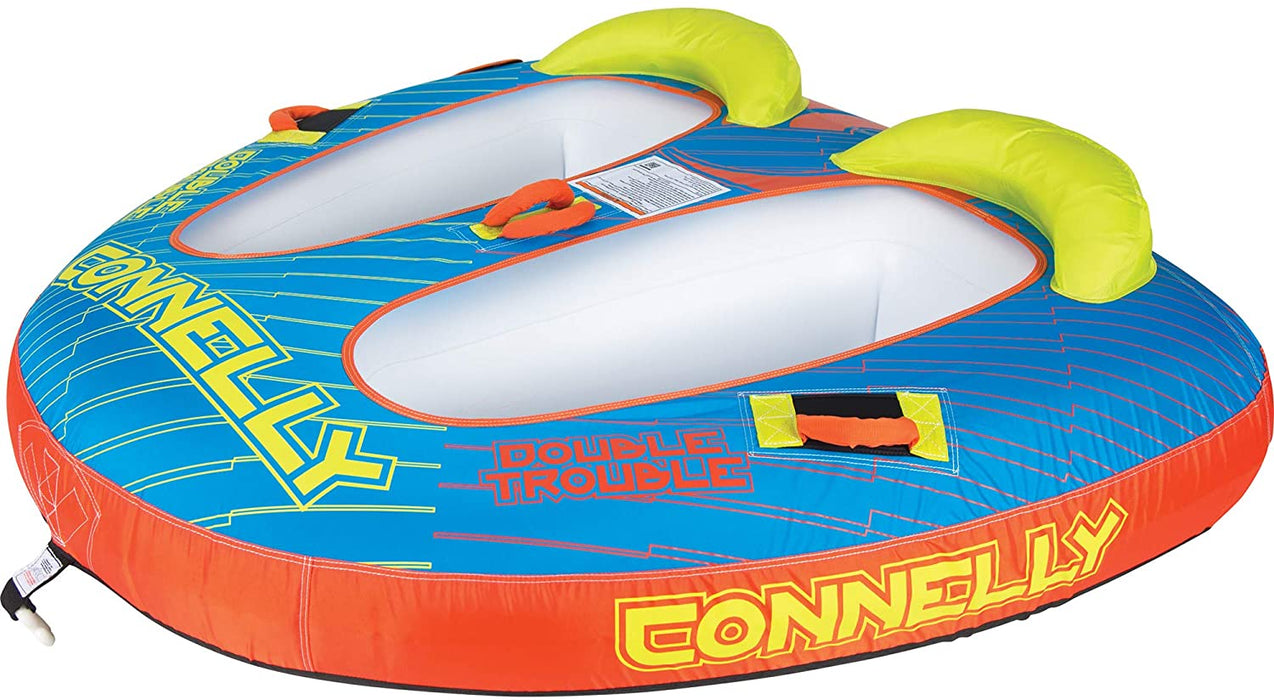 CWB Connelly Double Trouble 2 Person 66x72 Inch Partially Covered Cockpit Style Inflatable Boat Towable Water Inner Tubing Tube