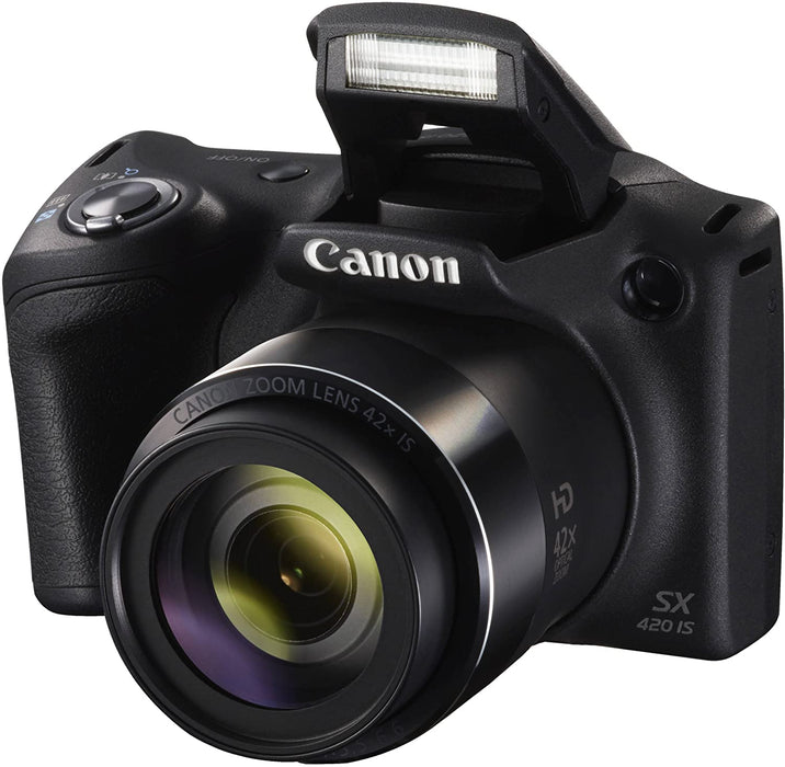 Canon PowerShot SX420 IS Digital Camera (Black) with 20MP, 42x Optical Zoom, 720p HD Video & Built-In Wi-Fi + 64GB Card + Reader + Grip + Spare Battery and Charger + Tripod + Complete Accessory Bundle
