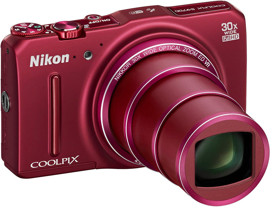Nikon COOLPIX S9700 Compact Digital Camera - Red (16.0 MP, 30x Zoom) 3.0 inch