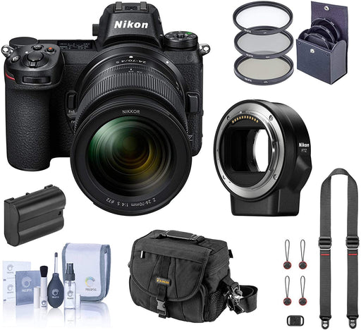 Nikon Z6 FX-Format Mirrorless Digital Camera w/NIKKOR Z 24-70mm f/4 S Lens, Basic Bundle with FTZ Mount Adapter, Neck Strap, Extra Battery and Accessories
