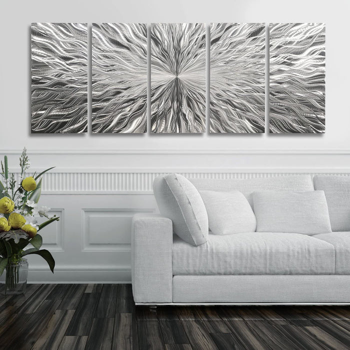 Statements2000 Silver Modern Metal Wall Art Sculpture by Jon Allen - Multi Panel Tryptych Home Décor, Vortex 3P