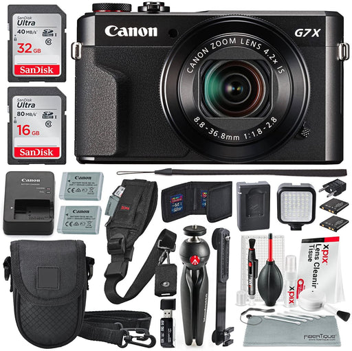 Canon PowerShot G7 X Mark II Digital Camera Video Creator Kit with Manfrotto Pixi Table Top Tripod and Deluxe Accessory Bundle w/Xpix Cleaning Kit
