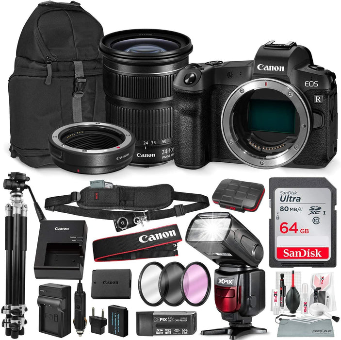 Canon EOS RP Mirrorless Digital Camera with EF 24-105mm f/3.5-5.6 STM Lens and Mount Adapter EF-EOS R Kit + 64GB & 71" Tripod & Travel Photo Platinum Bundle