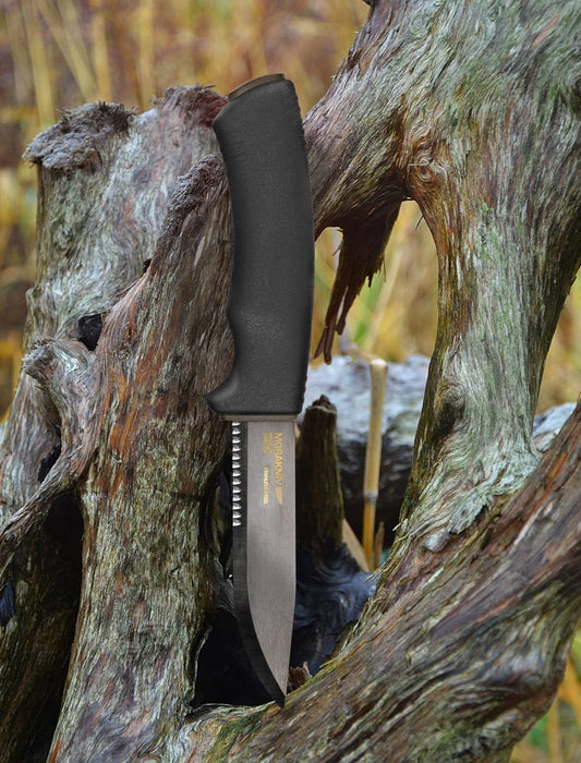 Morakniv Bushcraft Black Serrated Knife with 0.125/4.3-Inch Sandvik